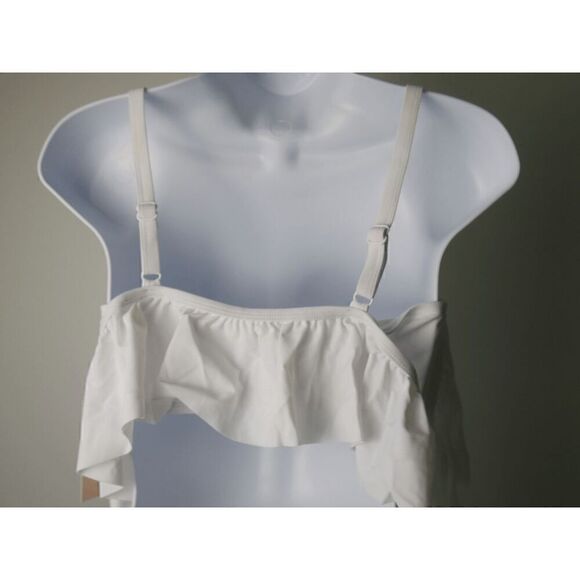 Unique Vintage White Ruffle Swim Top MEDIUM - Picture 4 of 6